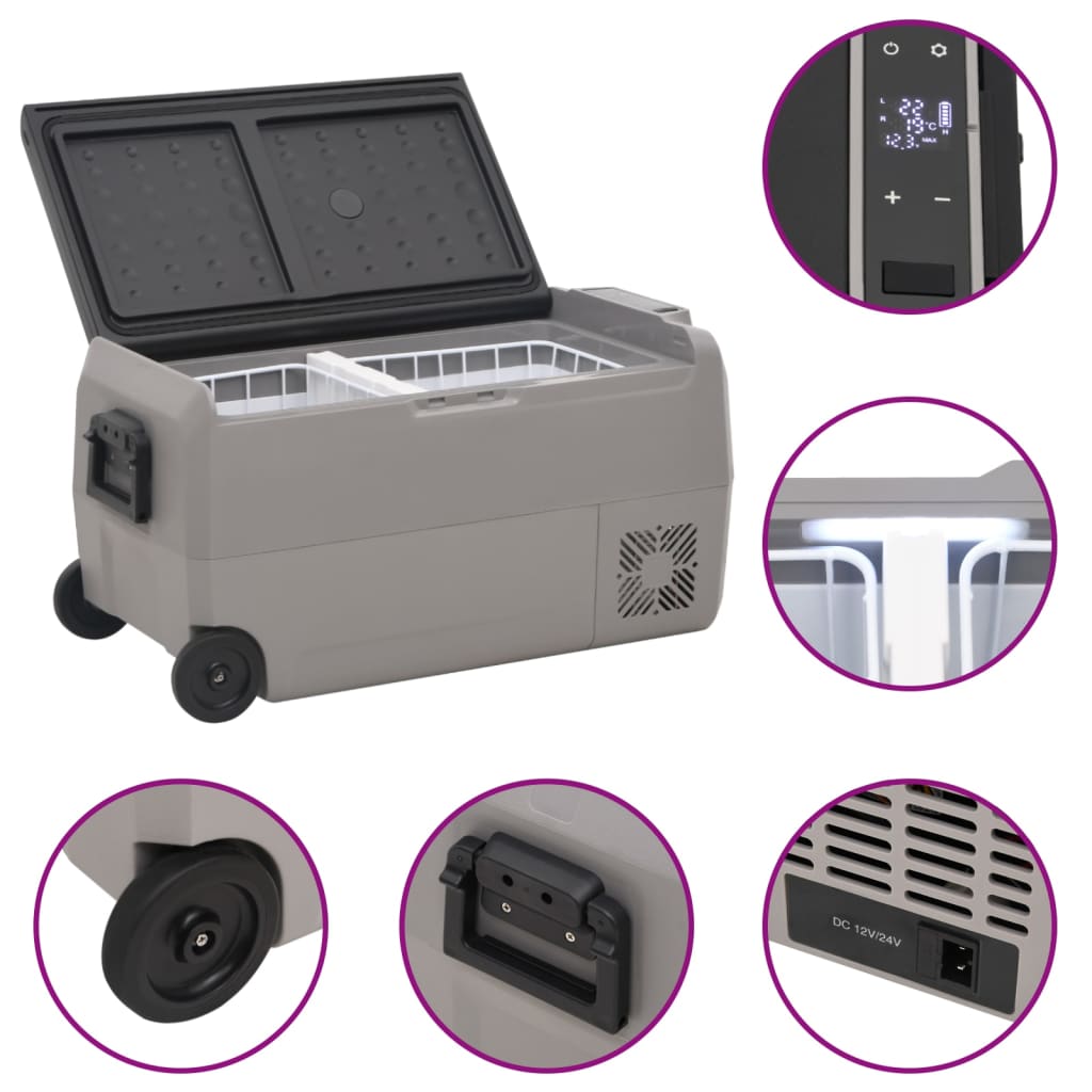 Cool Box with Wheel and Handle Black&Grey 60 L PP&PE