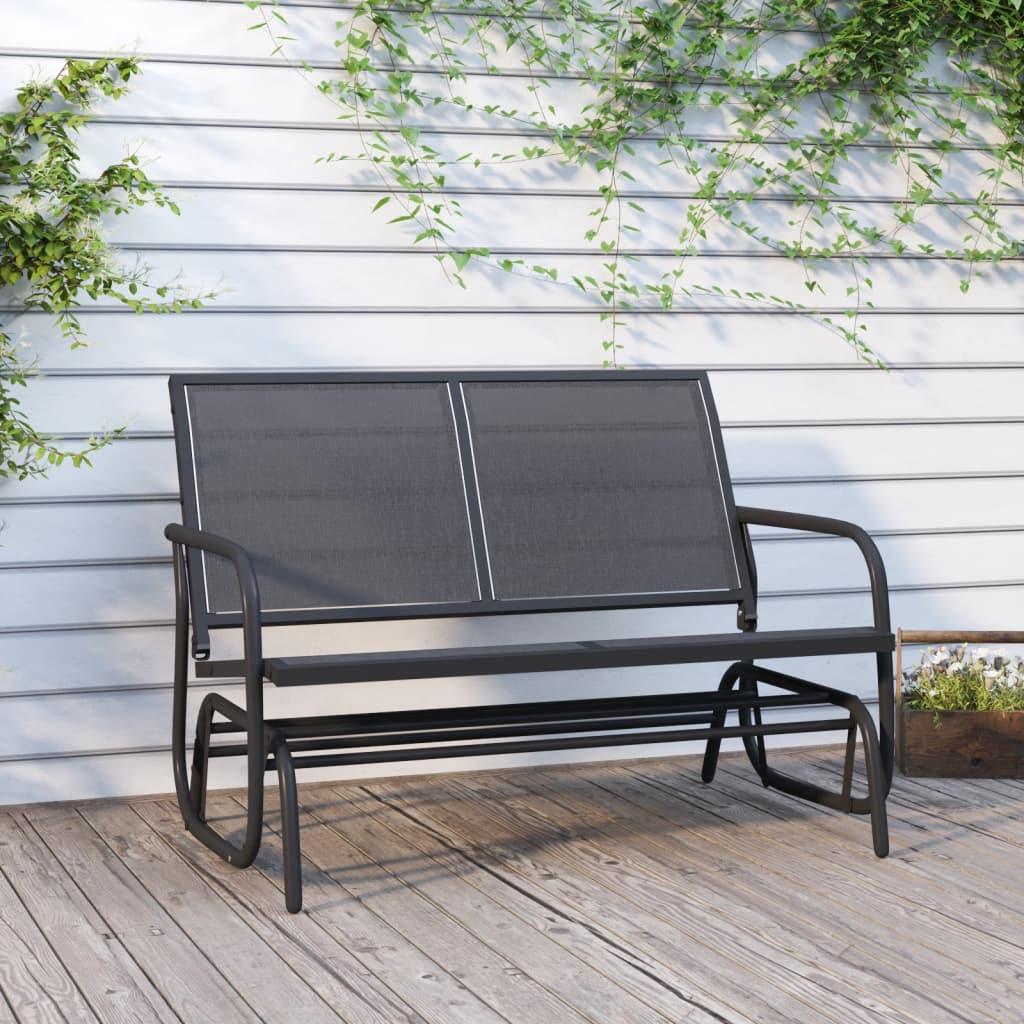 Garden Glider Bench Black 120.5x76x86.5 cm Textilene&Steel - Massive Discounts