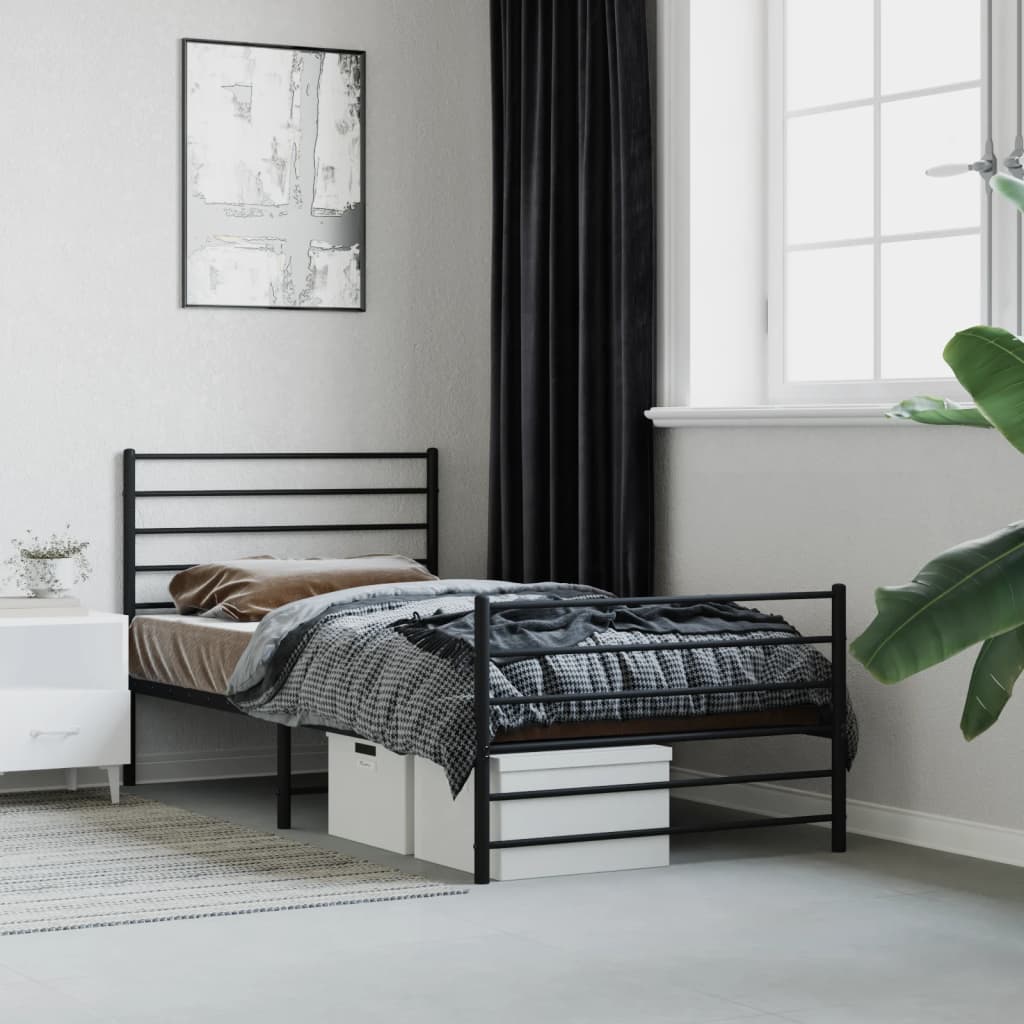 Metal Bed Frame Without Mattress With Footboard 120X190Cm