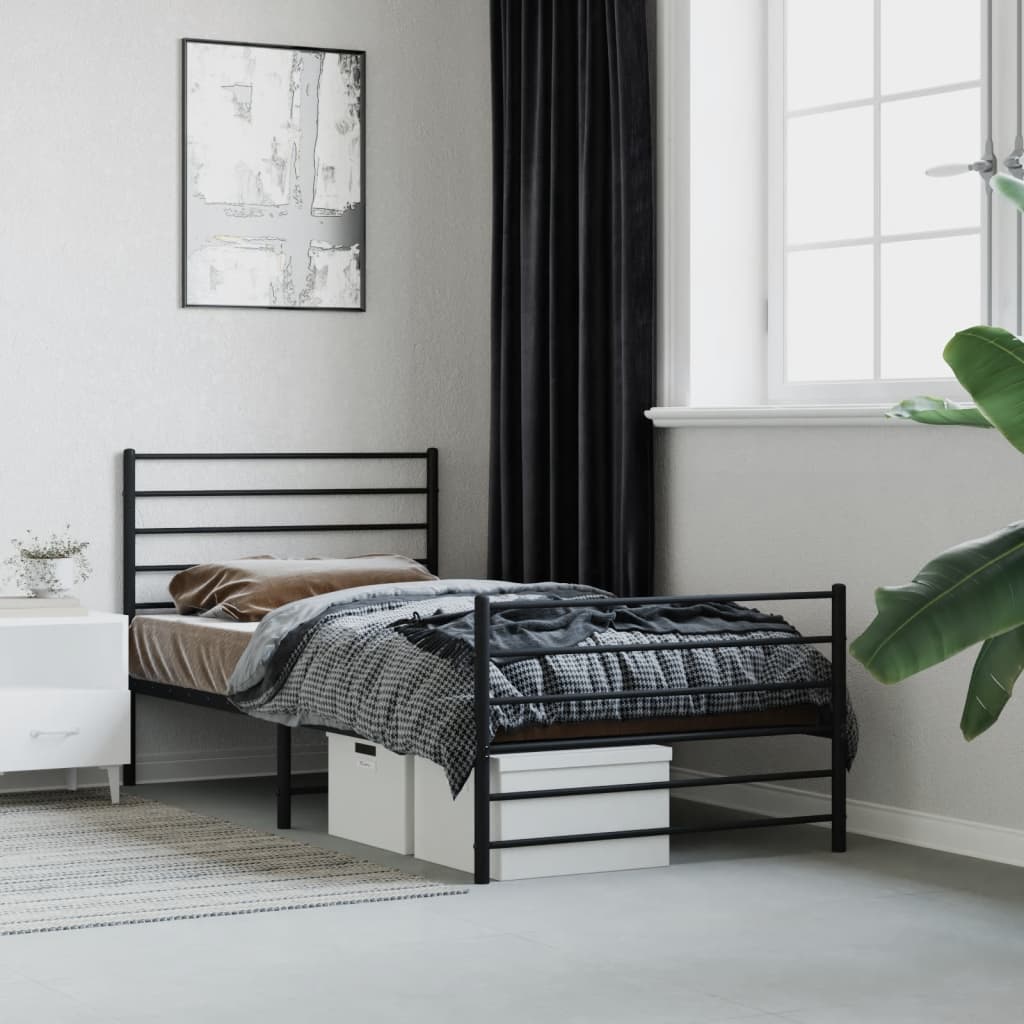 Metal Bed Frame Without Mattress With Footboard 120X190Cm