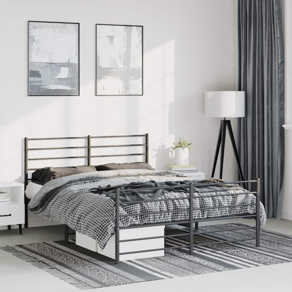 Metal Bed Frame Without Mattress With Footboard 120X190Cm