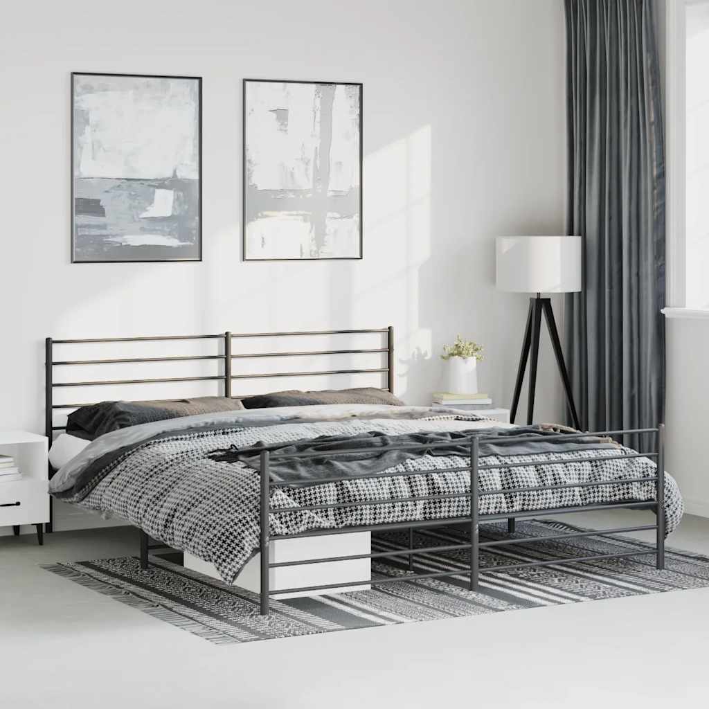 Metal Bed Frame Without Mattress With Footboard 120X190Cm
