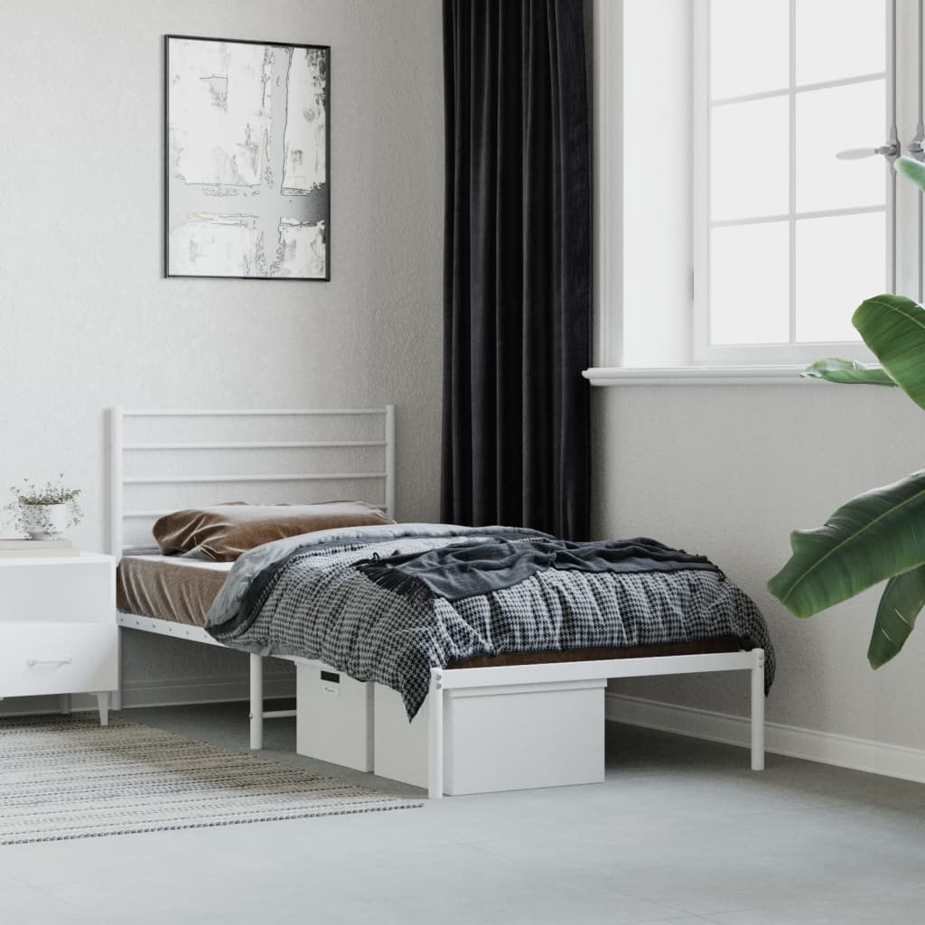 Metal Bed Frame Without Mattress With Footboard 120X190Cm