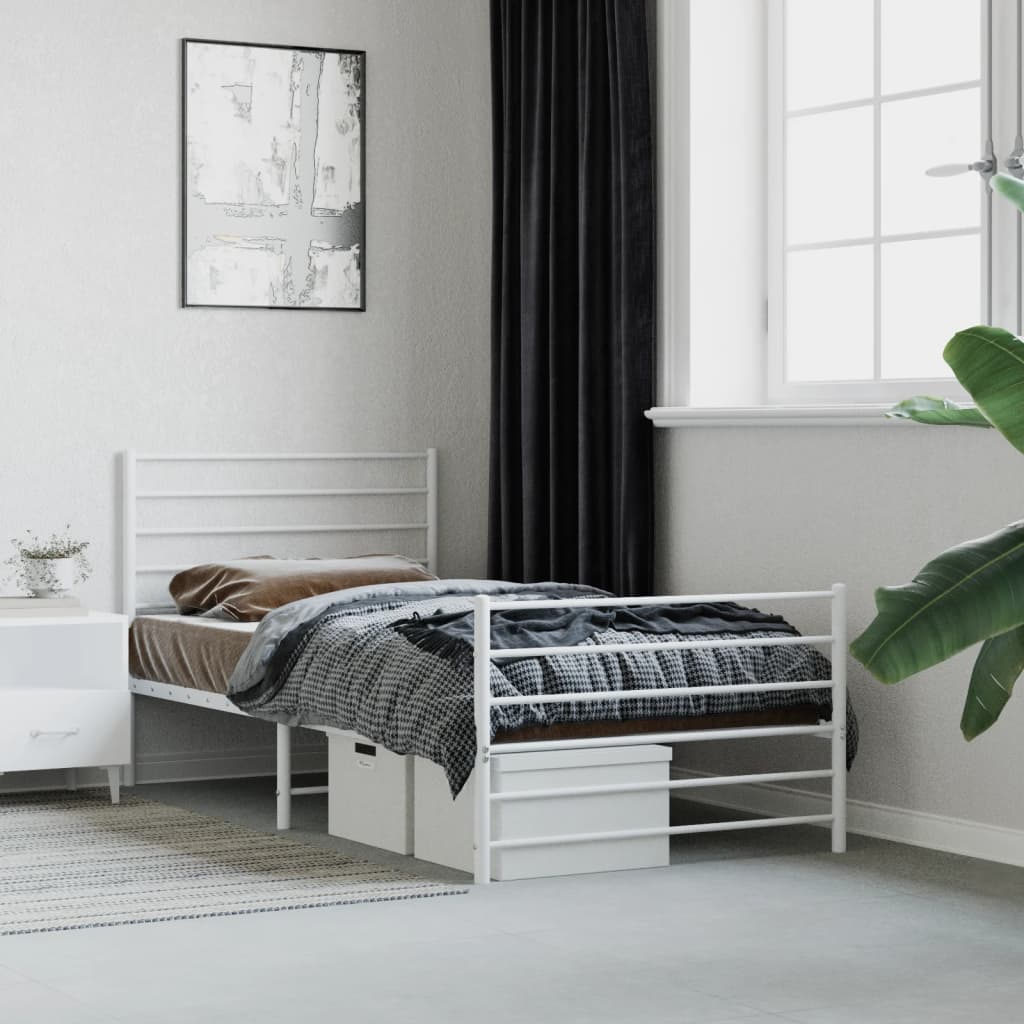 Metal Bed Frame Without Mattress With Footboard 120X190Cm