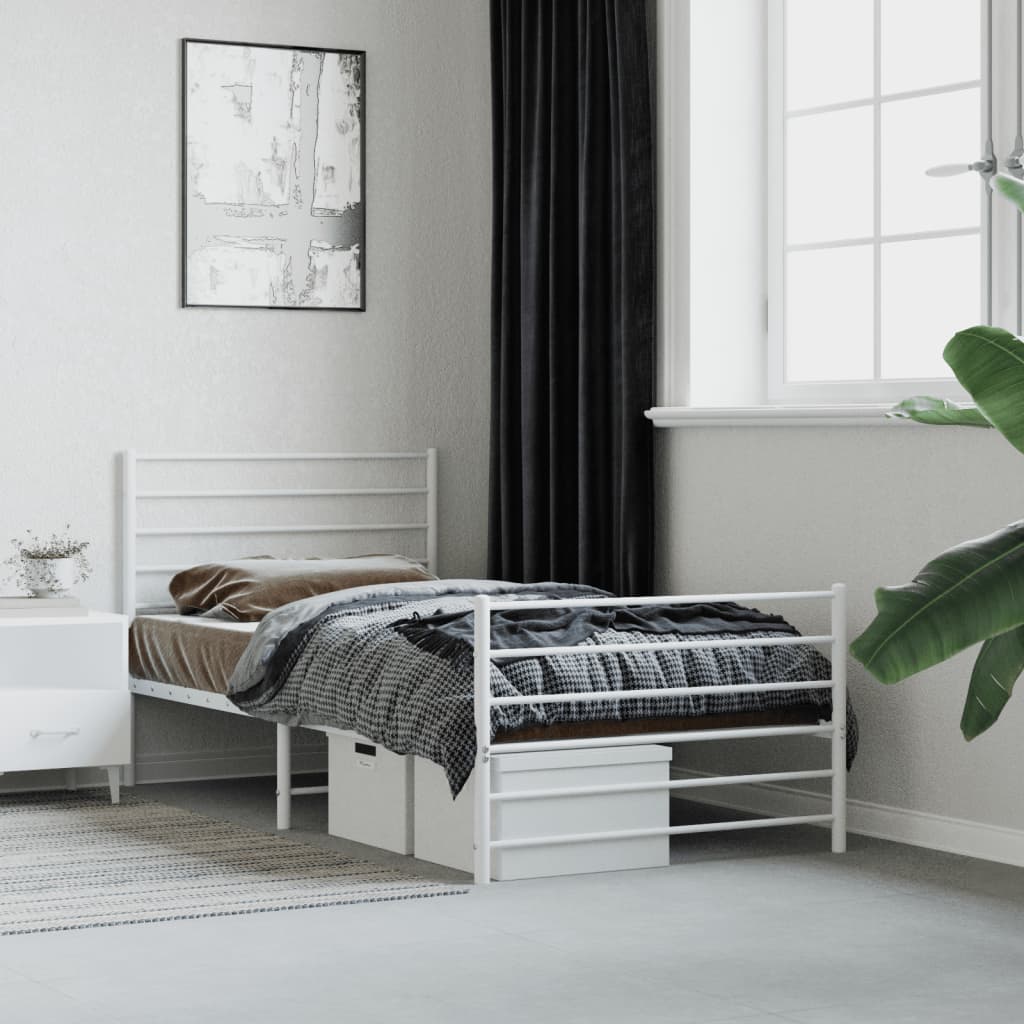 Metal Bed Frame Without Mattress With Footboard 120X190Cm