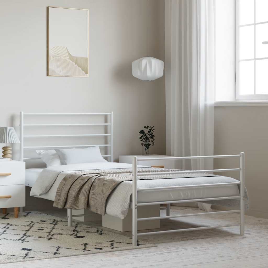 Metal Bed Frame Without Mattress With Footboard 120X190Cm
