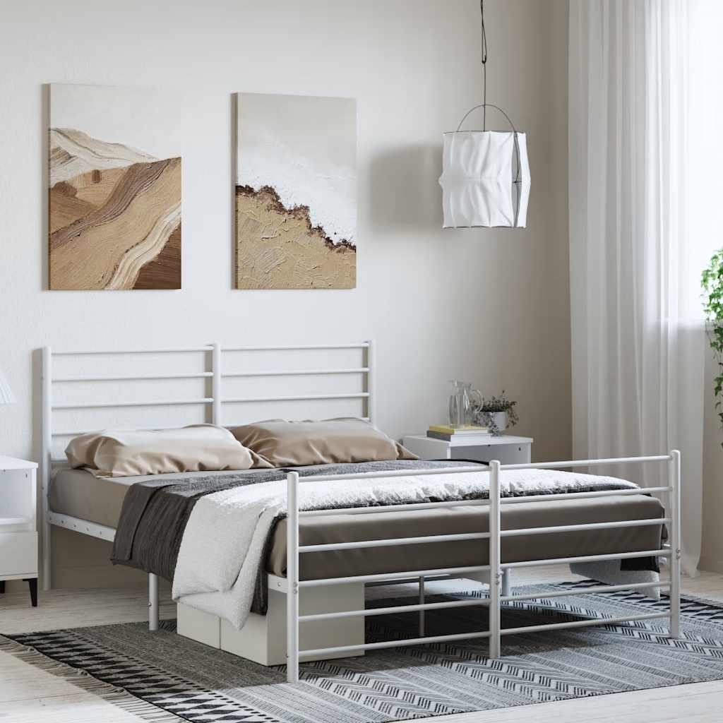 Metal Bed Frame Without Mattress With Footboard 120X190Cm