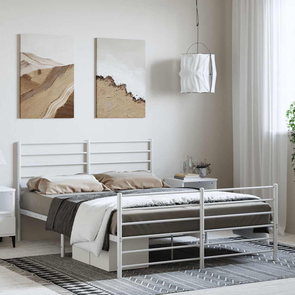 Metal Bed Frame Without Mattress With Footboard 120X190Cm