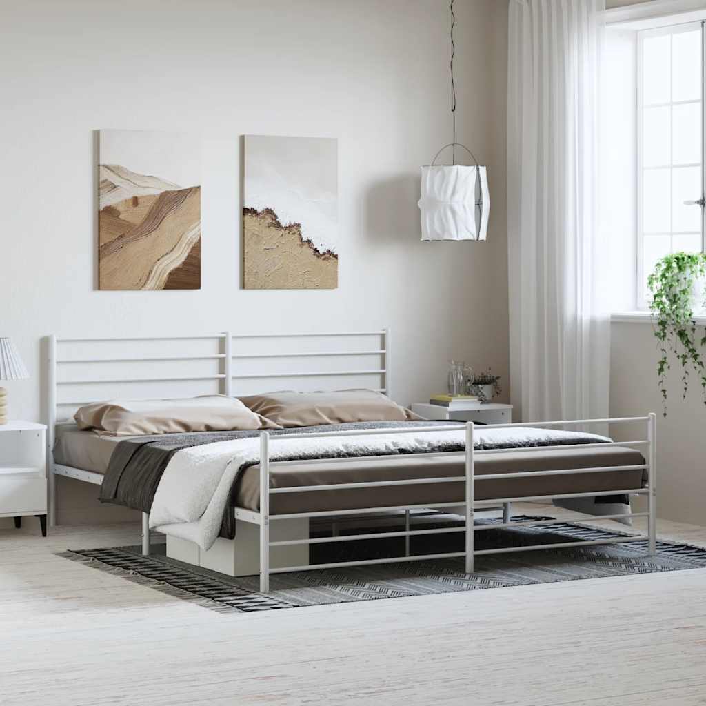 Metal Bed Frame Without Mattress With Footboard 120X190Cm