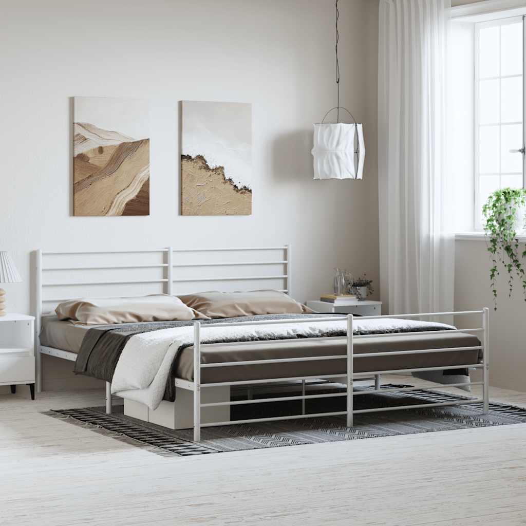 Metal Bed Frame Without Mattress With Footboard 120X190Cm