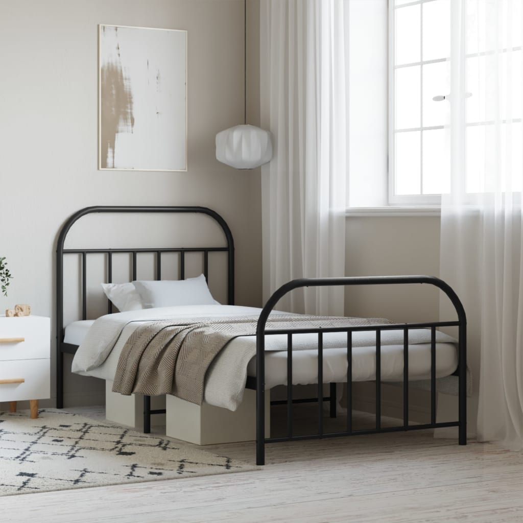 Metal Bed Frame Without Mattress With Footboard 120X190Cm