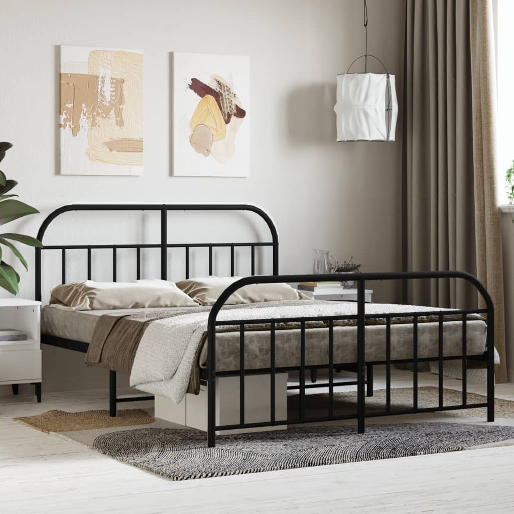 Metal Bed Frame Without Mattress With Footboard 120X190Cm