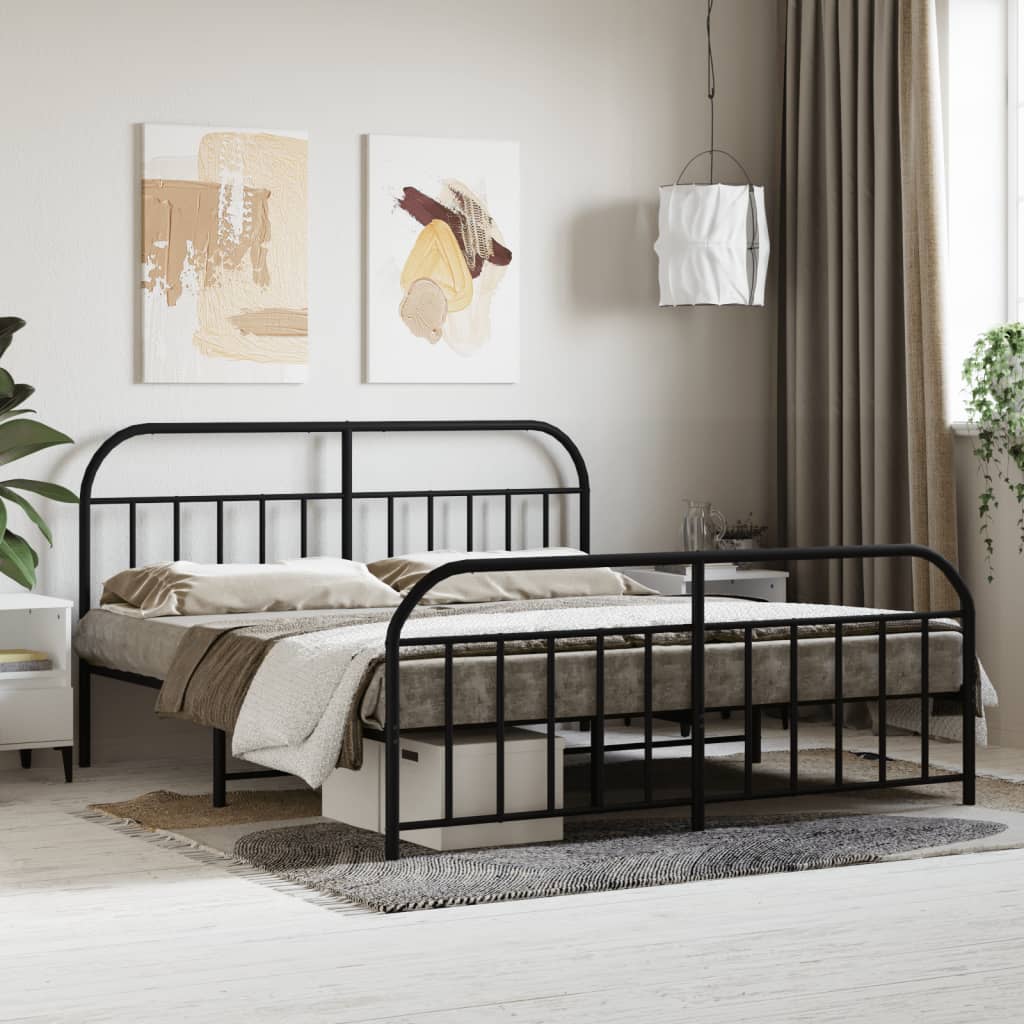 Metal Bed Frame Without Mattress With Footboard 120X190Cm