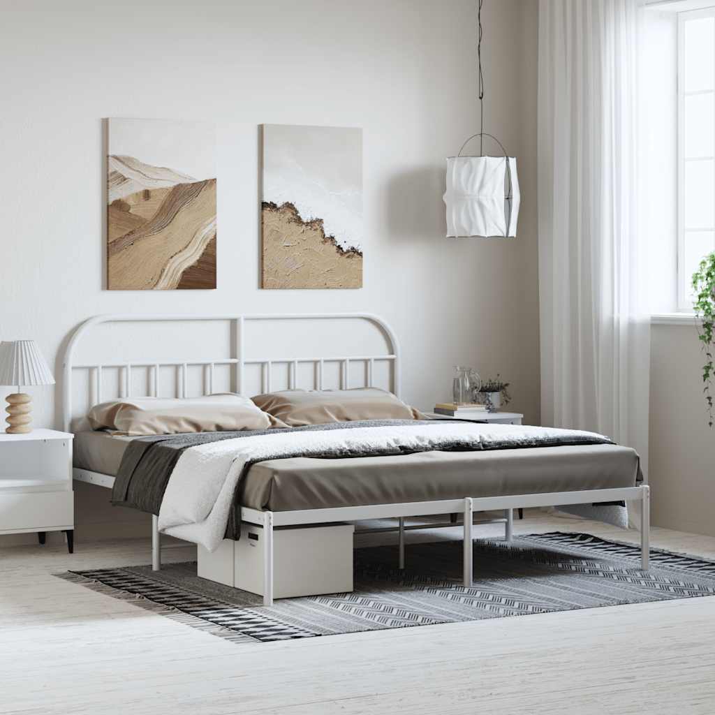 Metal Bed Frame Without Mattress With Footboard 120X190Cm