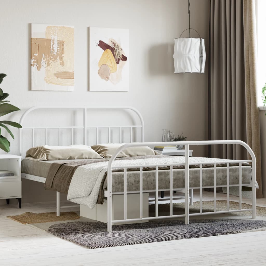 Metal Bed Frame Without Mattress With Footboard 120X190Cm