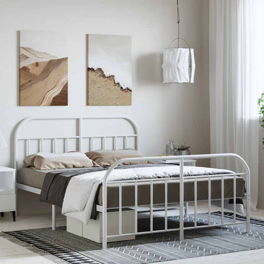 Metal Bed Frame Without Mattress With Footboard 120X190Cm