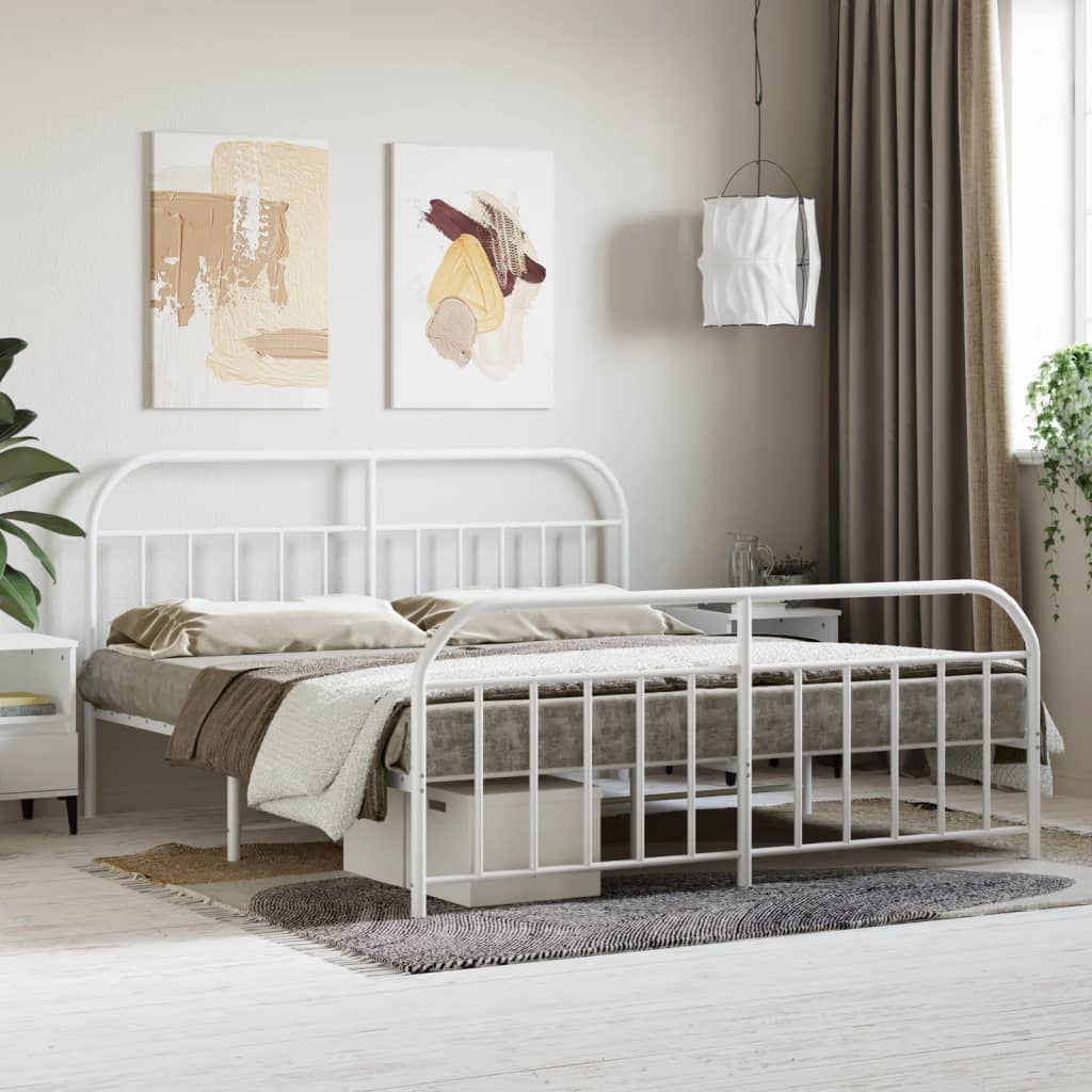Metal Bed Frame Without Mattress With Footboard 120X190Cm