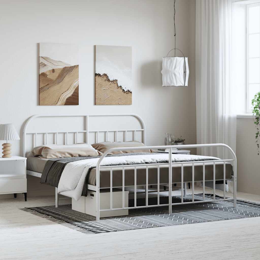 Metal Bed Frame Without Mattress With Footboard 120X190Cm
