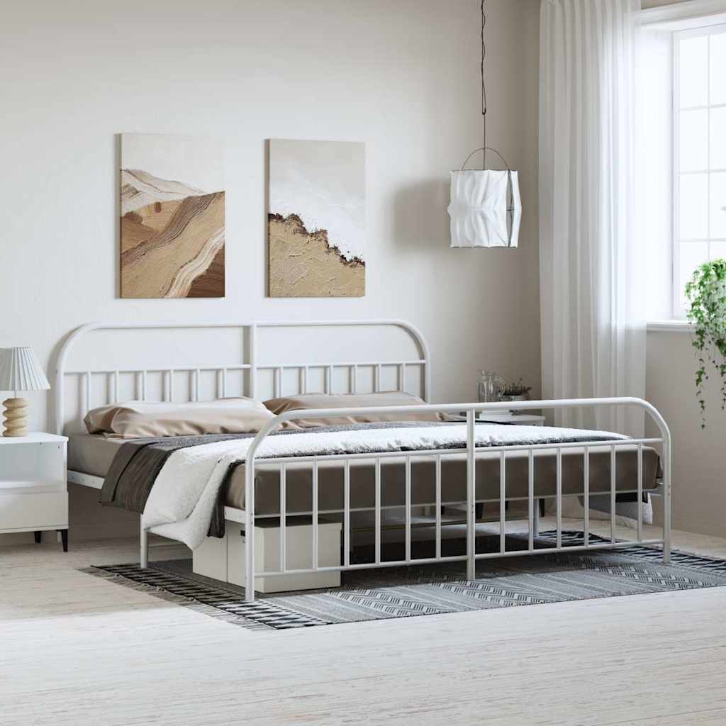 Metal Bed Frame Without Mattress With Footboard 120X190Cm