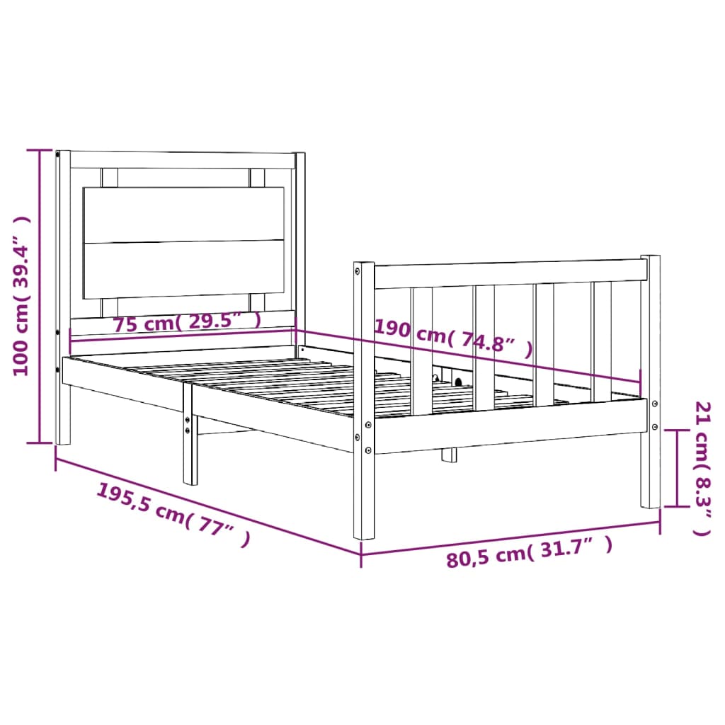 Bed Frame Without Mattress Small Single Solid Wood Pine