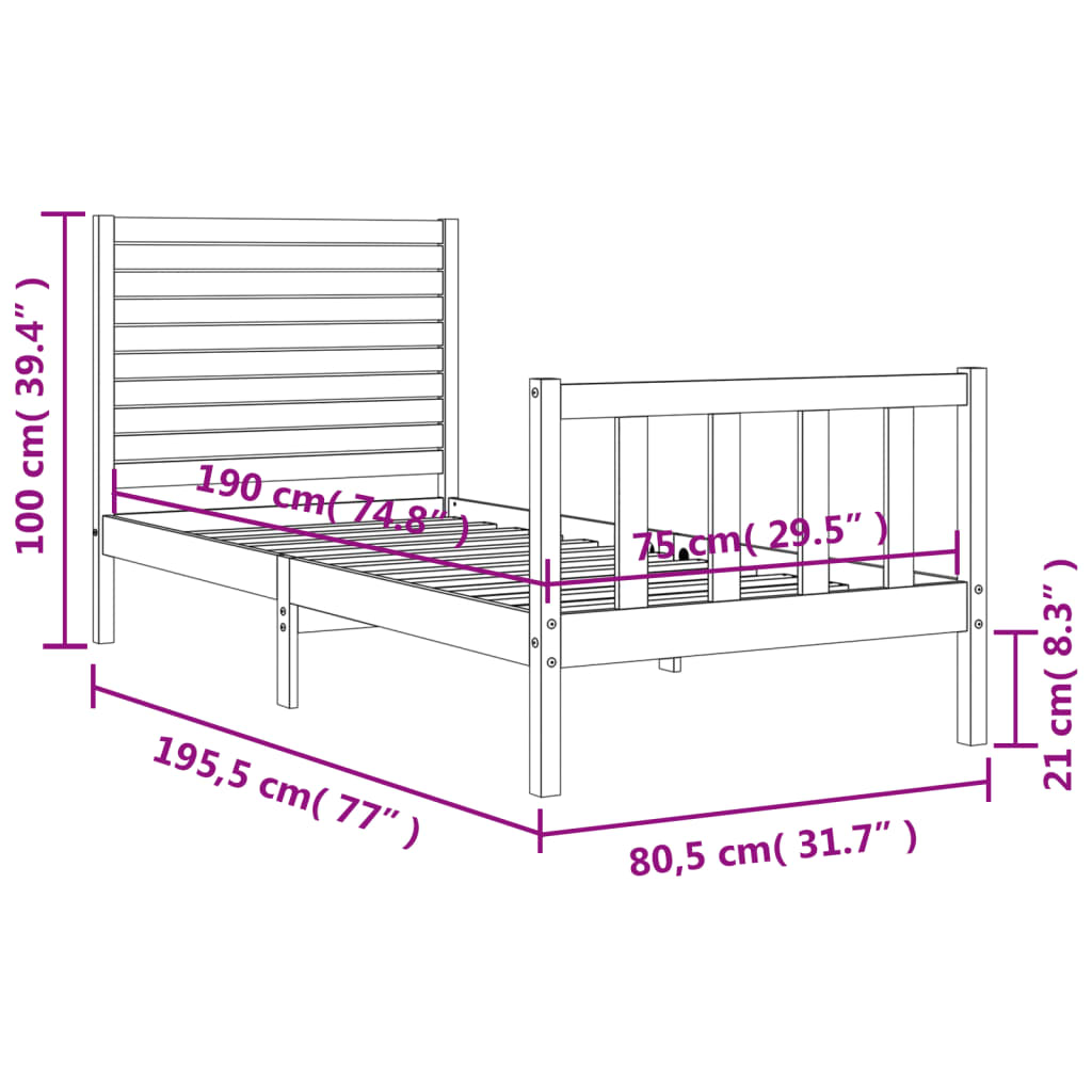 Bed Frame Without Mattress Small Single Solid Wood Pine