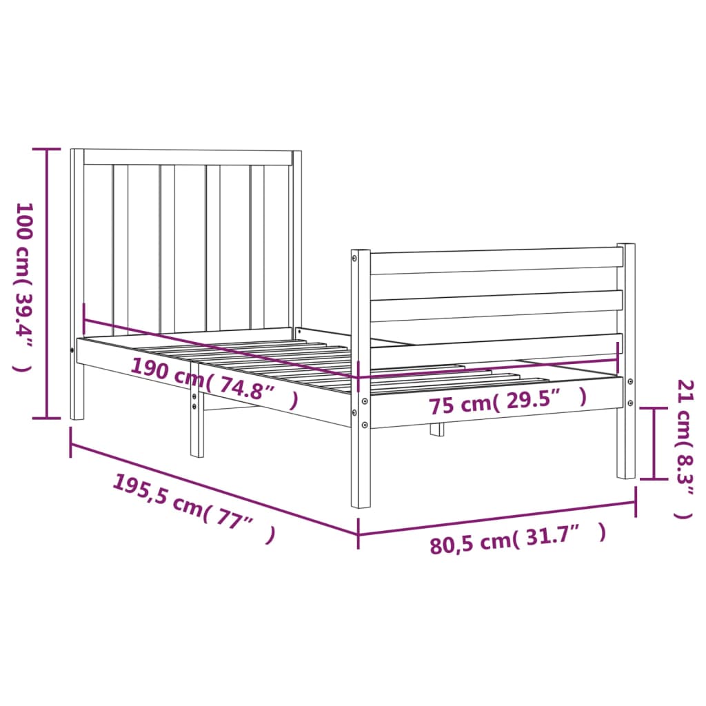 Bed Frame Without Mattress Small Single Solid Wood Pine