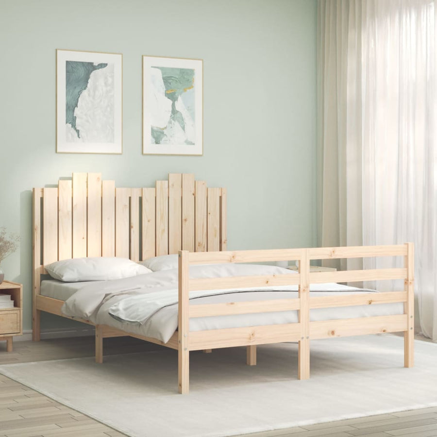 Bed Frame Without Mattress Double Solid Wood