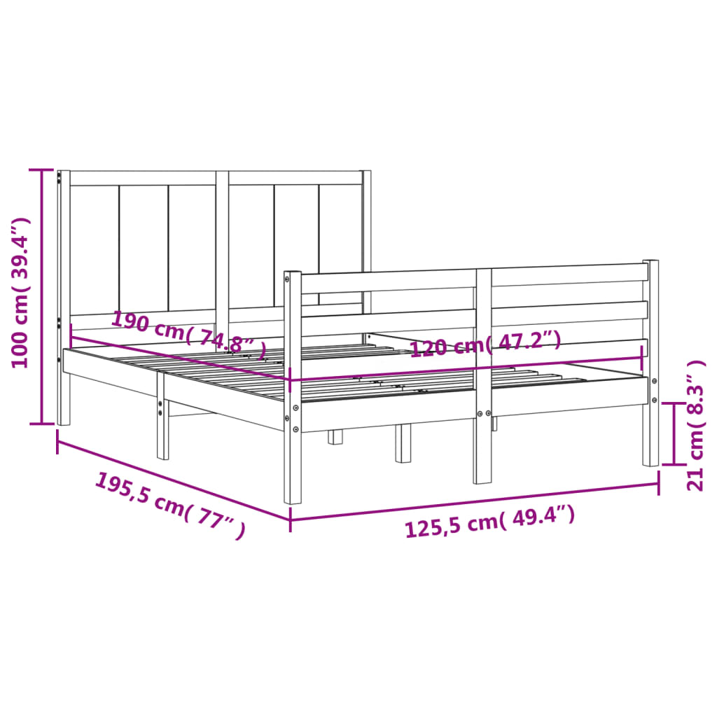 Bed Frame Without Mattress Small Double Solid Wood