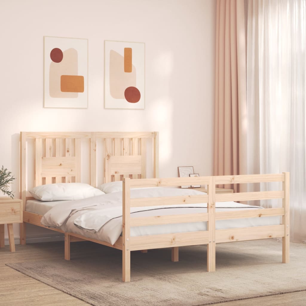 Bed Frame Without Mattress Double Solid Wood