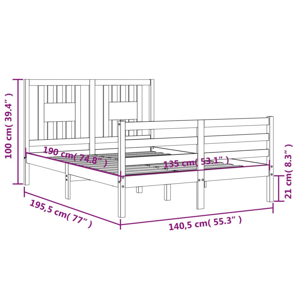Bed Frame Without Mattress Double Solid Wood