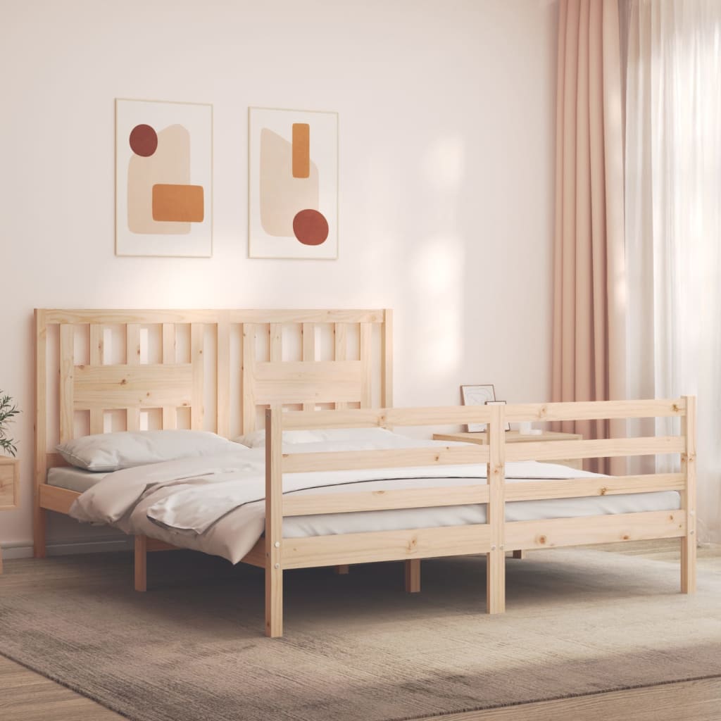 Bed Frame Without Mattress Double Solid Wood