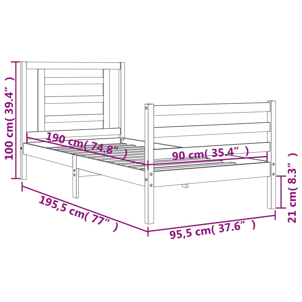 Bed Frame Without Mattress Single Solid Wood