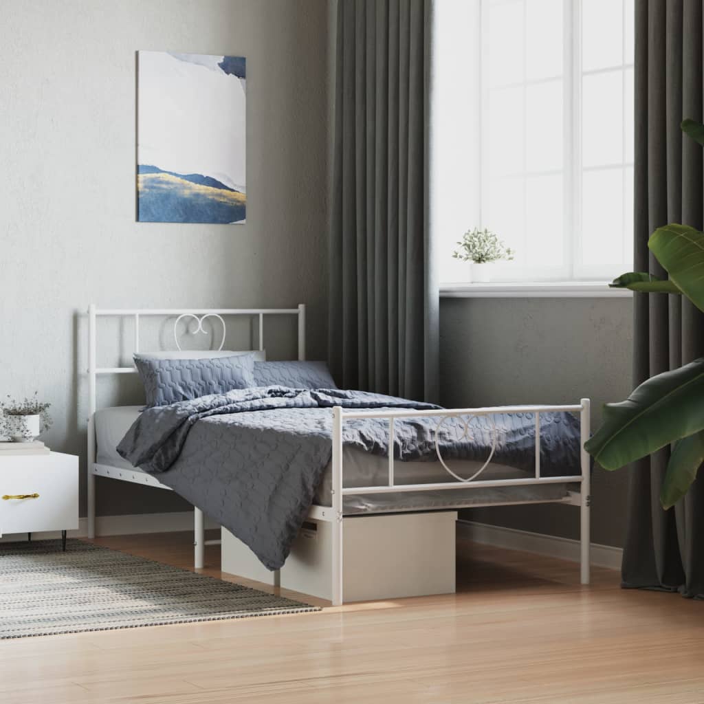 Metal Bed Frame Without Mattress With Footboard 90X190Cm
