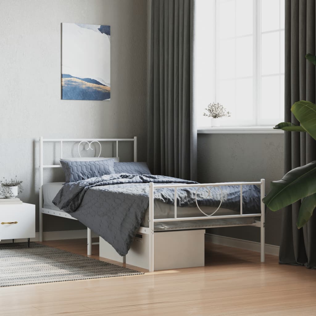 Metal Bed Frame Without Mattress With Footboard 90X190Cm