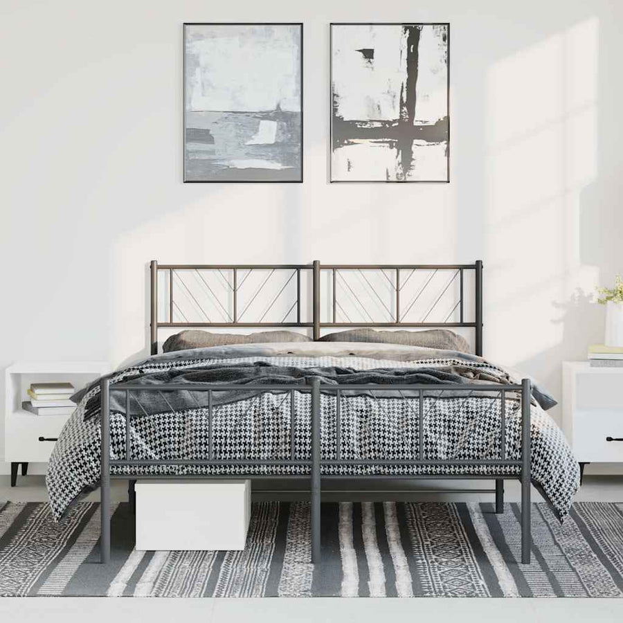 Metal Bed Frame Without Mattress With Footboard 150X200Cm