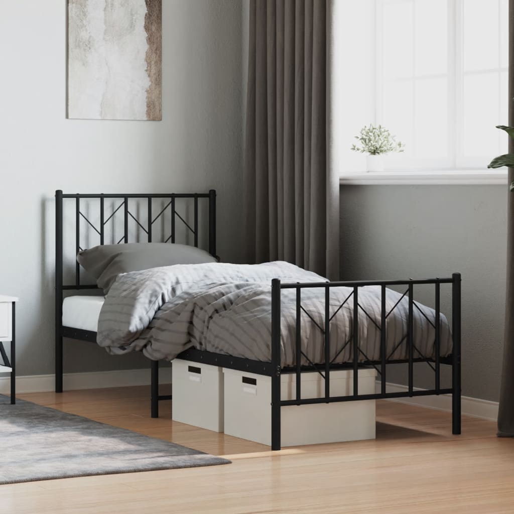 Metal Bed Frame Without Mattress With Footboard 90X190Cm