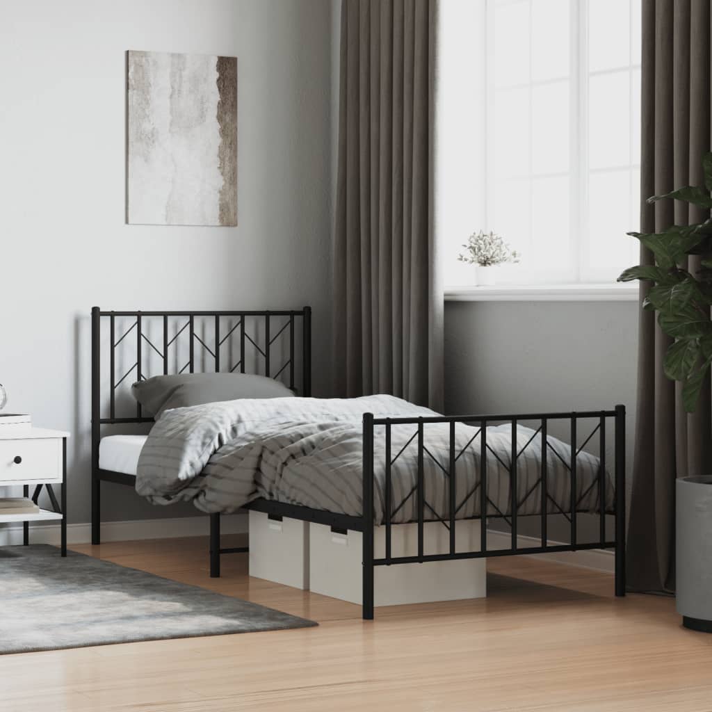 Metal Bed Frame Without Mattress With Footboard 90X190Cm