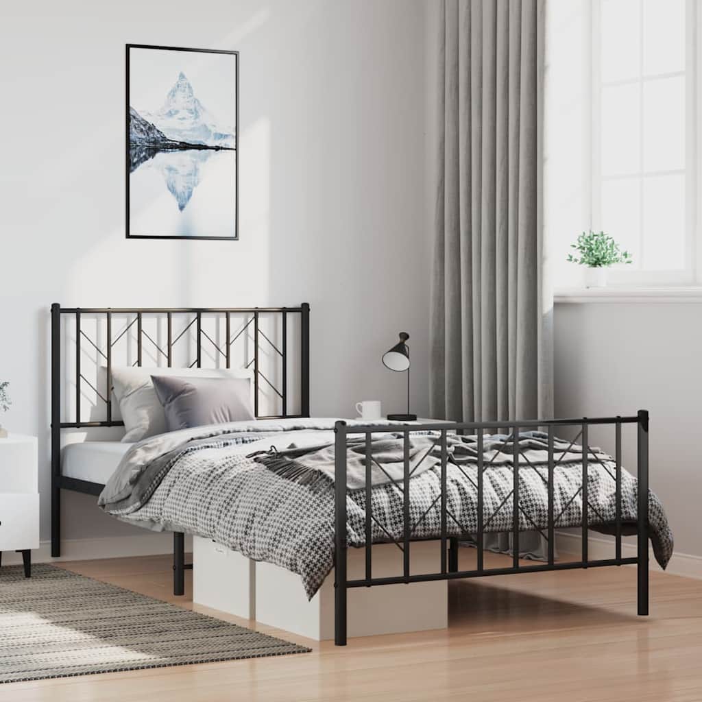Metal Bed Frame Without Mattress With Footboard 90X190Cm