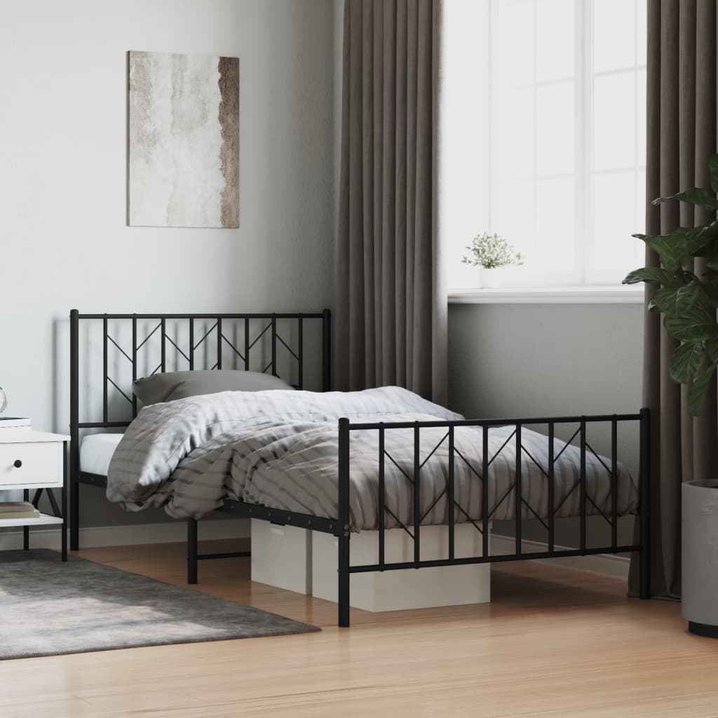 Metal Bed Frame Without Mattress With Footboard 90X190Cm
