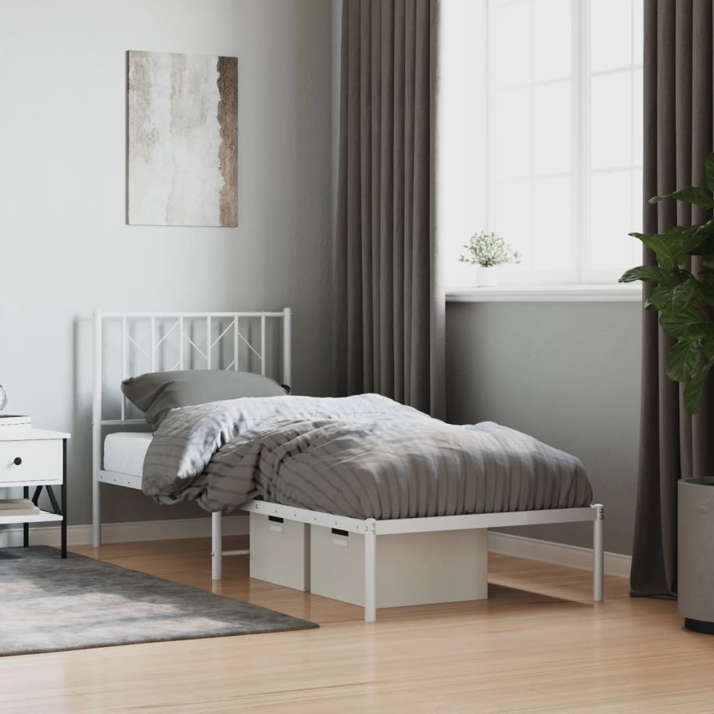 Metal Bed Frame Without Mattress With Footboard 90X190Cm