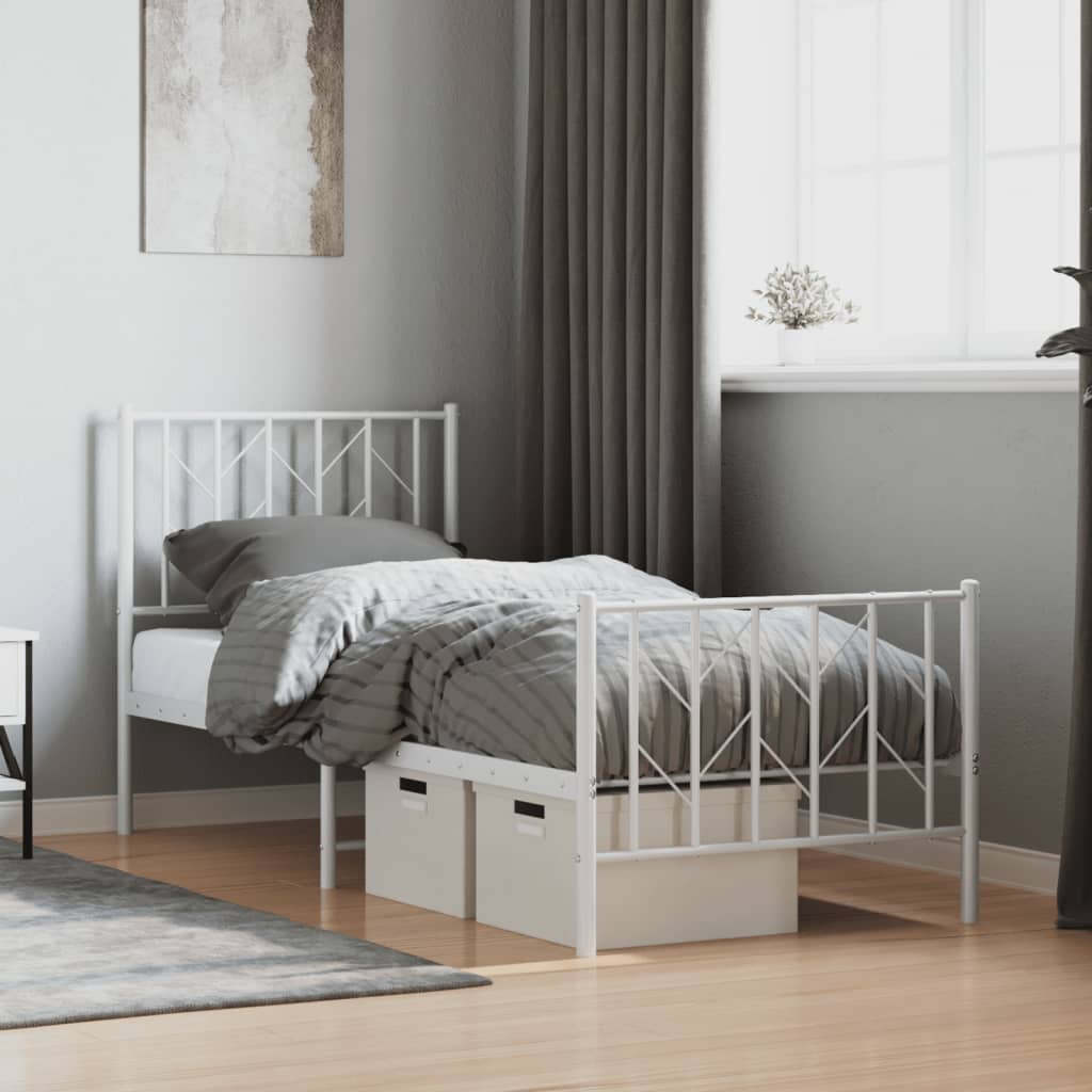 Metal Bed Frame Without Mattress With Footboard 90X190Cm