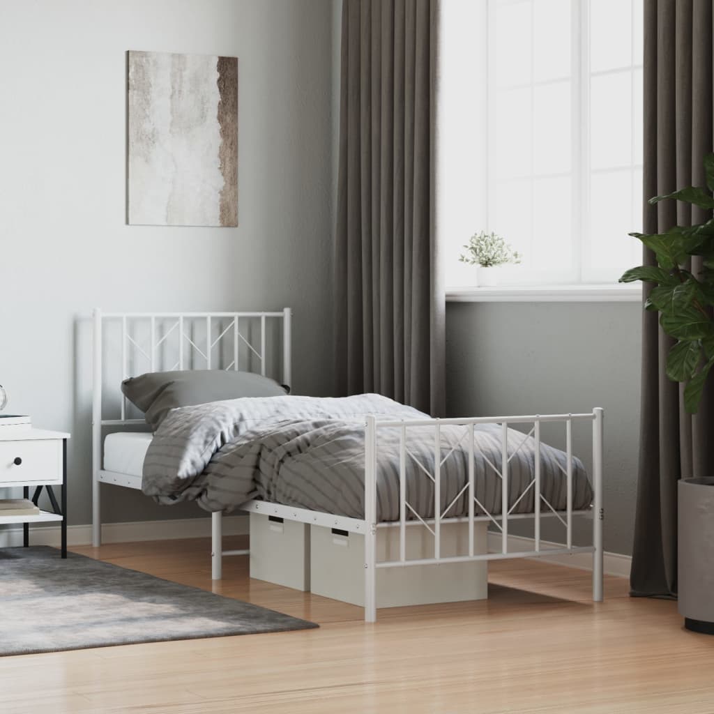 Metal Bed Frame Without Mattress With Footboard 90X190Cm