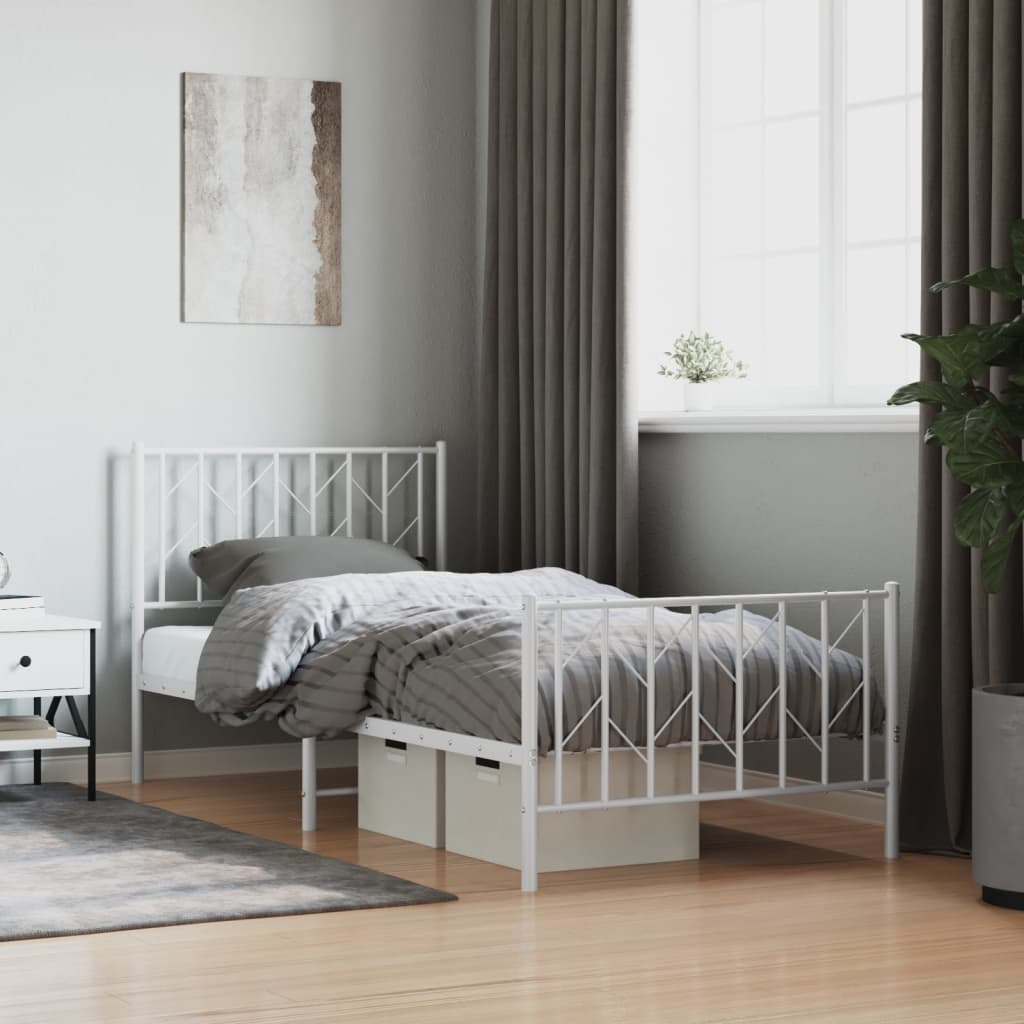 Metal Bed Frame Without Mattress With Footboard 90X190Cm