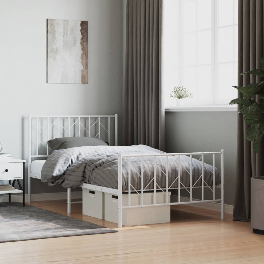 Metal Bed Frame Without Mattress With Footboard 90X190Cm