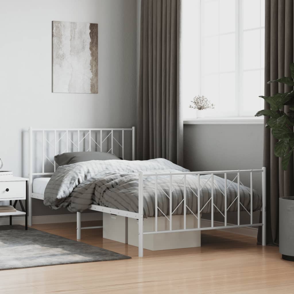 Metal Bed Frame Without Mattress With Footboard 90X190Cm
