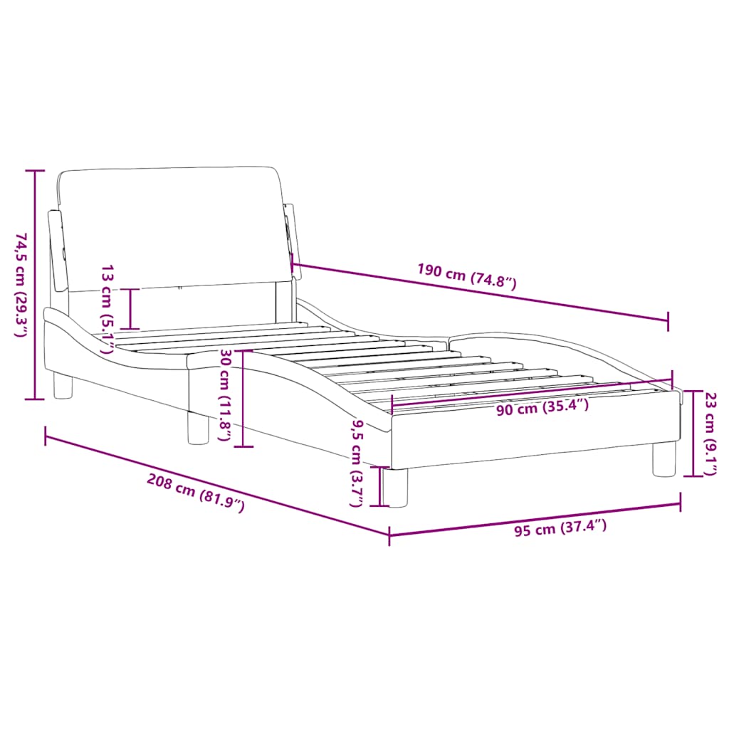 Bed Frame "Dover" Single Fabric
