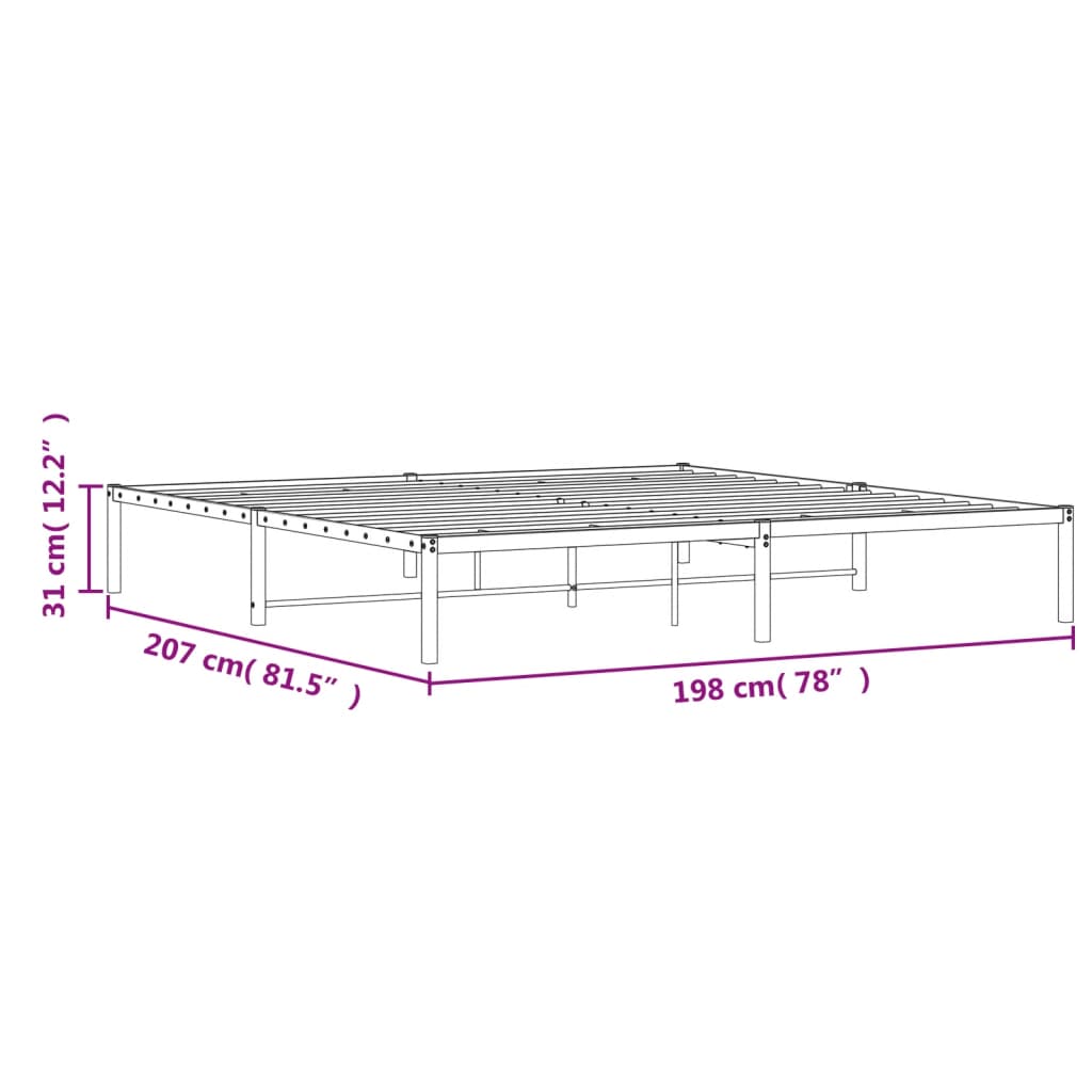 Metal Bed Frame Without Mattress 193X203Cm