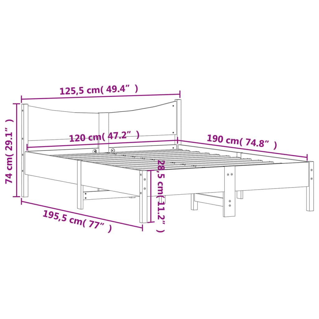 Bed Frame 120x190 cm Small Double Solid Wood Pine - Massive Discounts