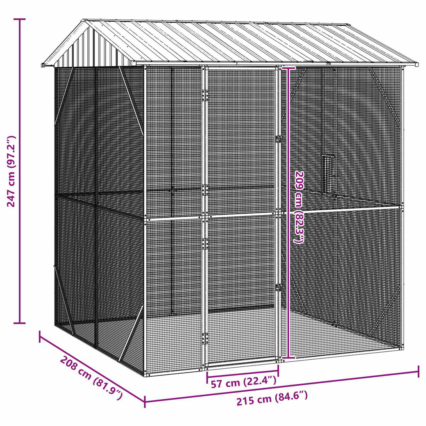 Bird Cage Anthracite 215 X 208 X 247 Cm Galvanised Steel