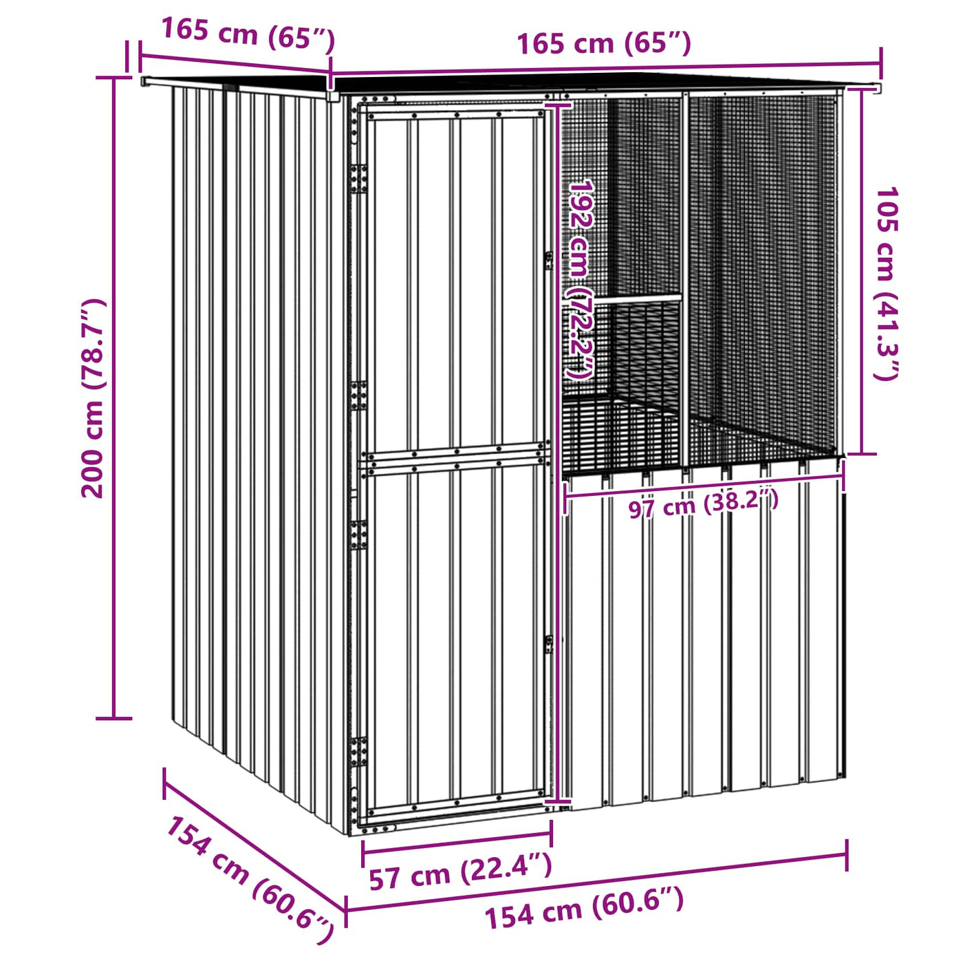 Bird Cage Anthracite 165 X 165 X 200 Cm Galvanised Steel